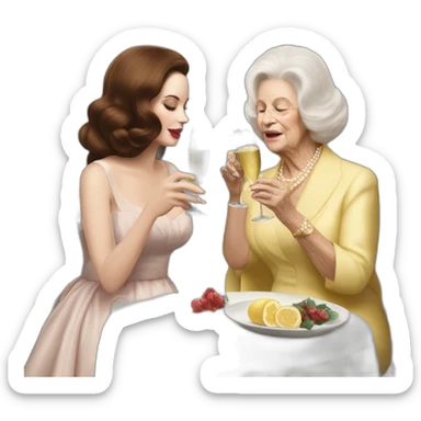 Lana del Rey & Very old grand ma drinking champagne sticker