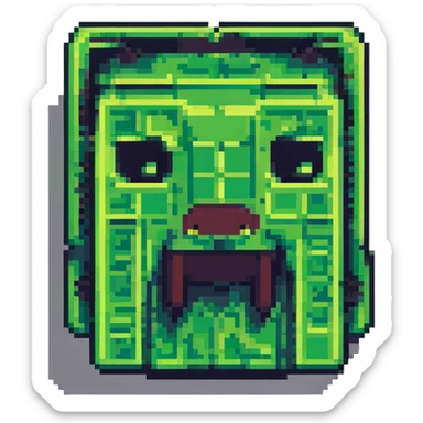 blocky minimal square pixel art Minecraft creeper face, very simple shapes sticker