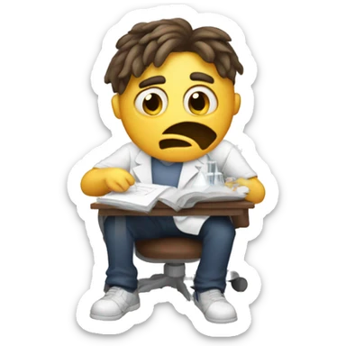 me struggling with chemistry work  sticker