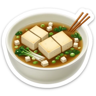 traditional minimalistic japanese miso soup with wakame, spring onion and tofu but no other toppings sticker