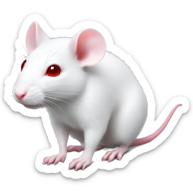 Realistic white rat with bright red eyes and baby pink tail and paws sticker