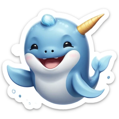 Cinematic Cute Yawning Cute Narwhal Portrait Emoji, Head tilted slightly with a dramatic, wide-open yawn, showcasing a streamlined, elegant body with a gracefully curling tusk and sleepy, half-closed eyes, Simplified yet irresistibly adorable features, highly detailed, glowing with a soft, cozy oceanic glow, high shine, relaxed yet expressive, stylized with a hint of whimsical marine ease, soft glowing outline, capturing the essence of a drowsy yet affectionate cute narwhal that appears ready to stretch and yawn its way out of the screen! sticker