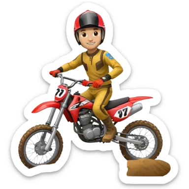 guy on dirtbike smiling for camera sticker