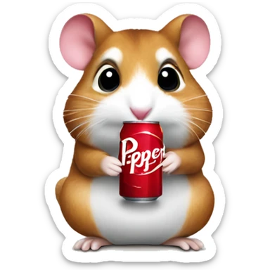 hampster holding a dr pepper sticker
