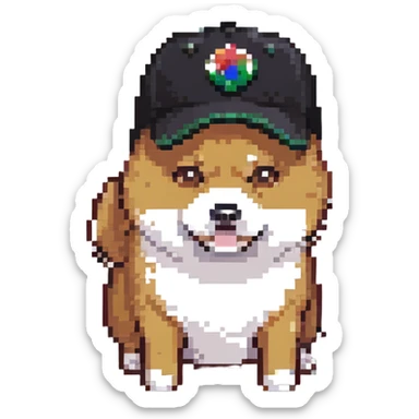 Shiba Inu in a black cap sticker