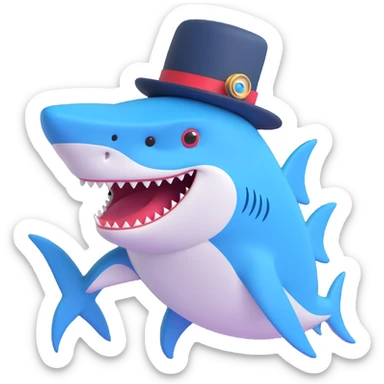 dapper shark with a monocle and top hat elegant whimsical sticker