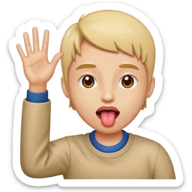 tongue out with hands to the side sticker