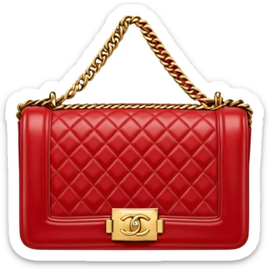 chanel le boy red bag gold hardware sticker