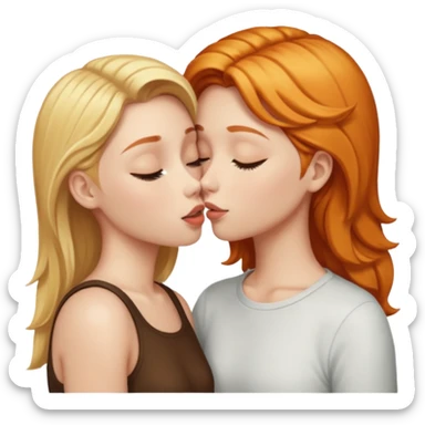 Blond girl and ginger girl kissing  sticker