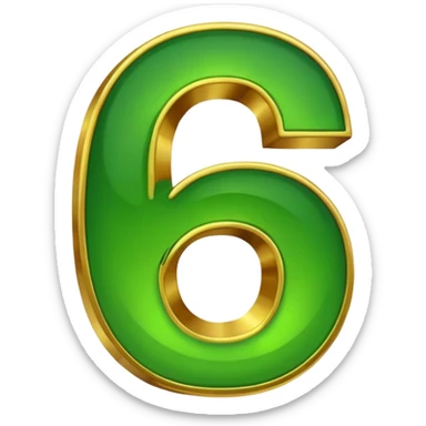 number 6 in golden and green shadows sticker