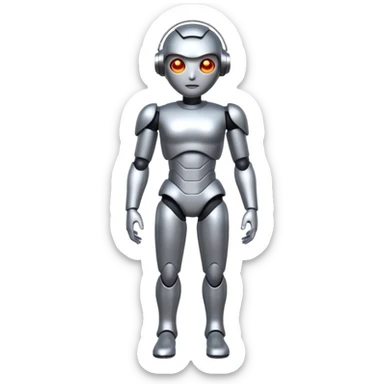 Robots Humanoid – Silver android with glowing eyes, human shape, full body sticker