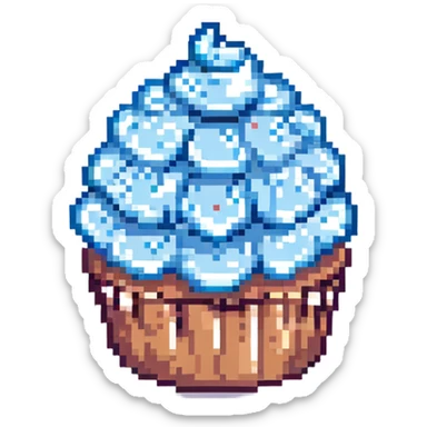Change the icing to blue, keep the pixel art style. sticker