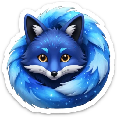 Black fox with blue swirling galaxy/marble pattern sticker