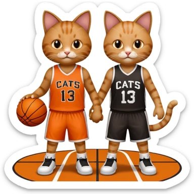 2 cats who just won a basketball game on a team called cats sticker