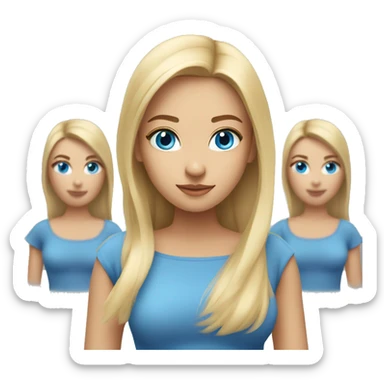 girl with blue eyes with blond straight shoulder-length hair, emoji should show shoulders and not show breasts sticker