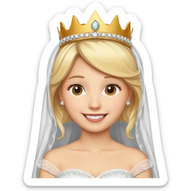 blonde bride tiara and veil sticker