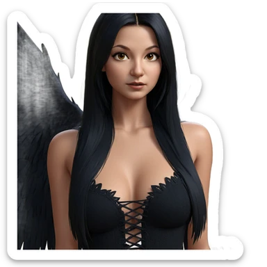 mysterious girl with black wings sticker