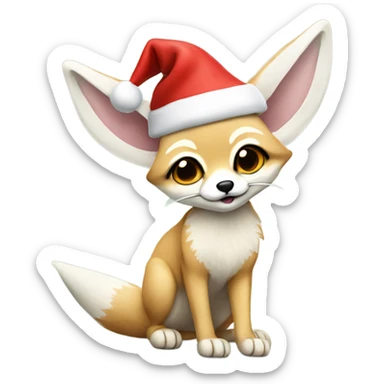 A fennec fox with a Santa hat sticker