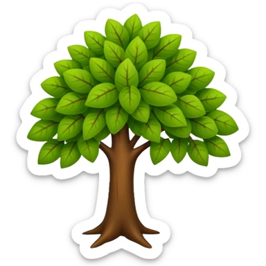 "iOS style tree emoji, green leaves with a brown trunk, smooth texture, no background" sticker
