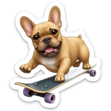 brown french bulldog on a skateboard sticker