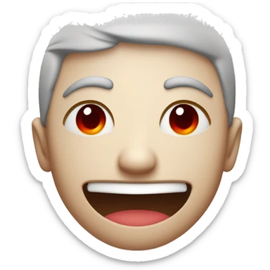 Someone smiling with red tinted squinted eyes sticker