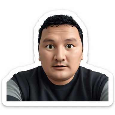 boy with black hair indoors sticker