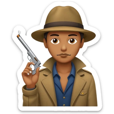 Smoking blunt, holding gun sticker