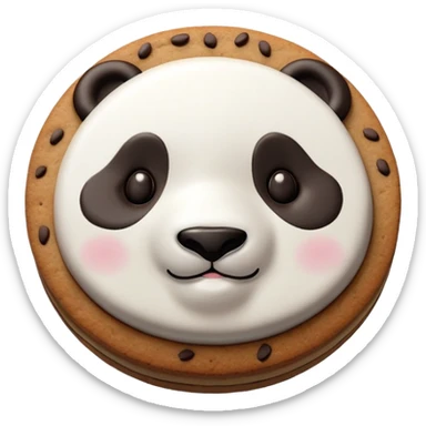 Chocolate biscuit with cute panda face design like Hello Panda cookie, round biscuit with panda face stamped on top sticker