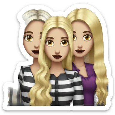 Beetlejuice sisters, two blond and one brunette long hair sticker