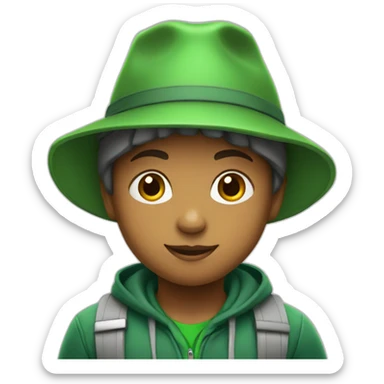 kindergarten kid with green hat sticker
