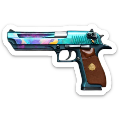 one detailed  desert eagle with exotic colors on it and transparent background sticker