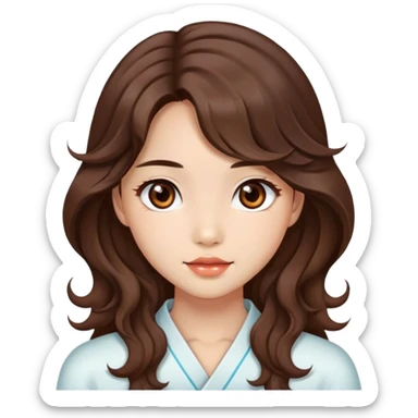 Beautiful girl,brown hair,wavy hair，long hair,brown eyes,Chinese sticker