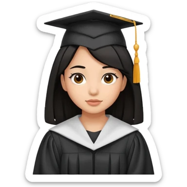 Black hair girl graduated sticker