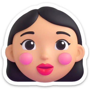 cute clean girl aesthetic face emoji, soft blush, glossy lips sticker