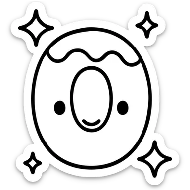 Cute kawaii number 0 shaped like a donut with blushing face, sparkles around it sticker