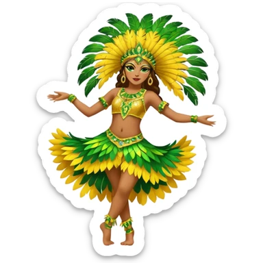 bailarina de samba de brasil cuerpo entero bailando quiero que lleve colores amarillos y verdes  sticker