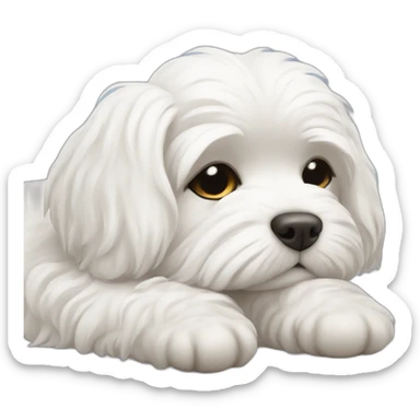 A Maltese dog sleeps sticker