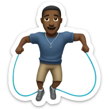 Black man in sweater jumping rope sticker