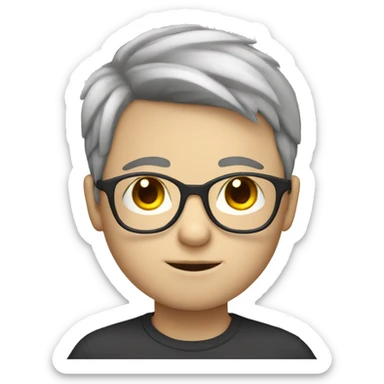 Boy white skin with glasses and a little chubby sticker