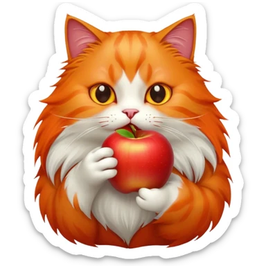 Un chat qui mange une pomme  sticker