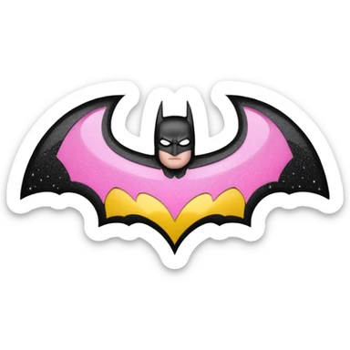 Make a batman logo emoji (girly) it should be black yellow and pink. sticker