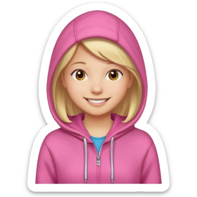 a portrait of girl wear pinkhoodie sticker