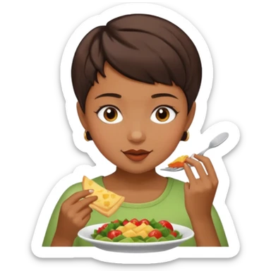 Girl brunette pixiecut Hair Brown Eating food  sticker