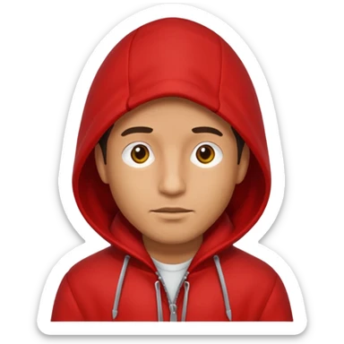Man in red coat, hood down sticker