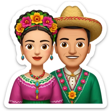 Frida Kahlo with husband sticker