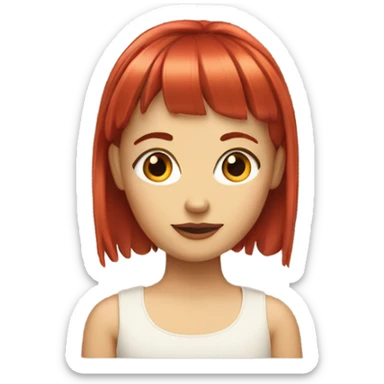 girl with micro bangs that is red hair sticker