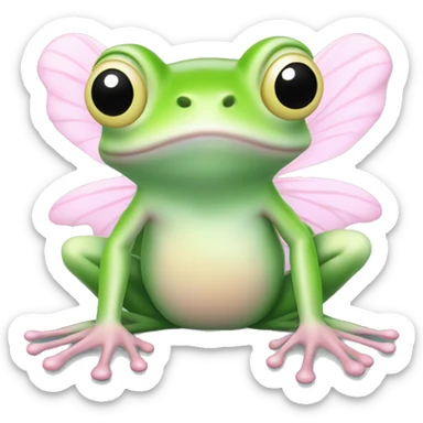 Light green Fairy frog with light pink wings sticker