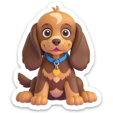 chocolate tan English cocker spaniel puppy in playful pose with big eyes and soft fur sticker