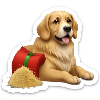 Dog with santa hay sticker