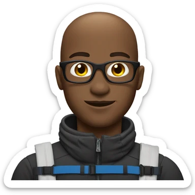 Black, bald guy skiing sticker